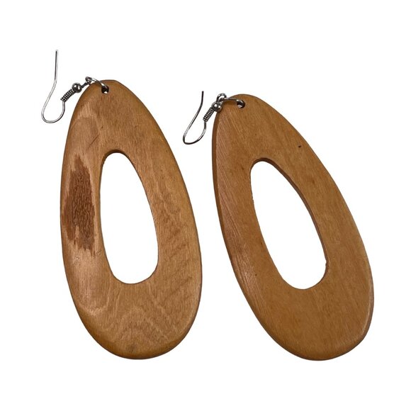 Natural Wood Earrings Dangle Pierce Fish Hook Hanging Drop Handmade Jewelry u - Picture 1 of 3